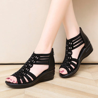 Élina - Sandales Compensées Chic au Bout Ouvert pour un Style Élégant