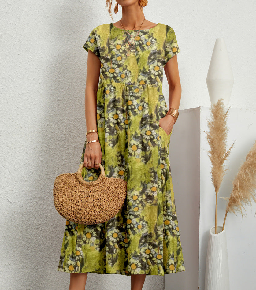 Robe fleurie en coton et lin – Élégante, légère et parfaite pour l’été