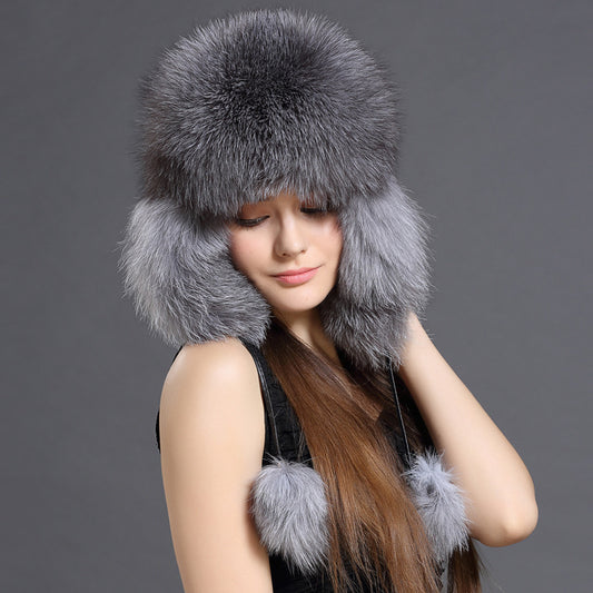 Chapeau Lei Feng en fourrure de renard coréenne - Mode automne hiver