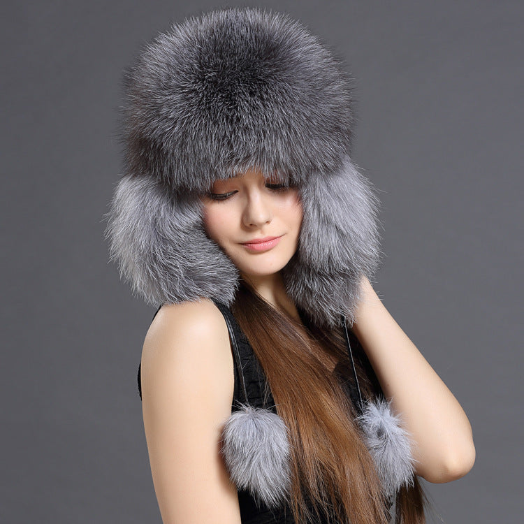 Chapeau Lei Feng en fourrure de renard coréenne - Mode automne hiver