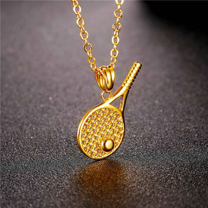 Collier raquette de tennis en acier inoxydable – Élégance et passion sportive