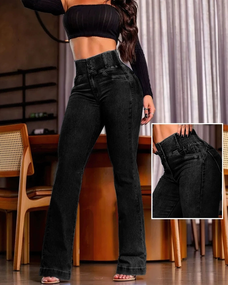 Jean skinny taille haute stretch – Confort et élégance
