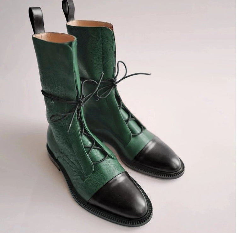 Gabrielle – Bottines Noires Mi-Mollet au Style Rock et Intemporel