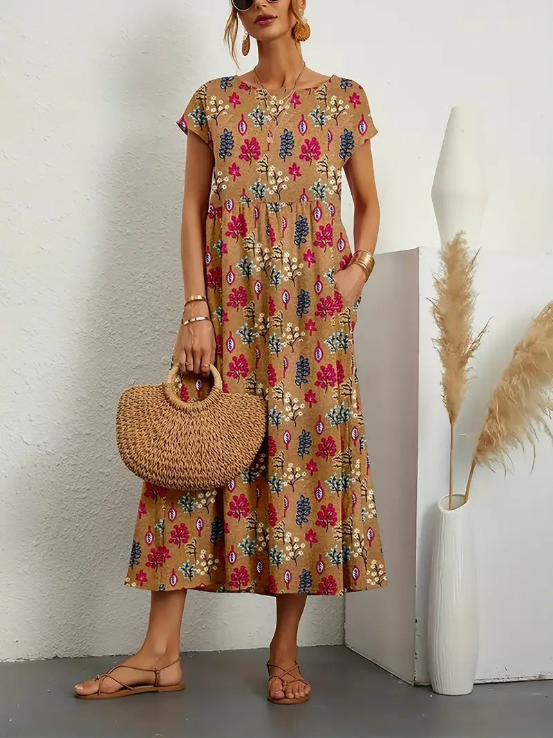 Robe fleurie en coton et lin – Élégante, légère et parfaite pour l’été