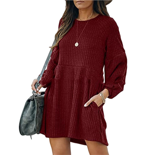 Élise | Robe en maille côtelée en coton – Élégance et douceur.