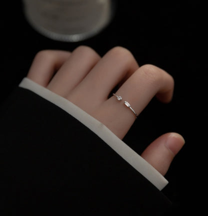 Bague Carré en Argent S925 avec Diamant - Élégance Géométrique Claire de Lune