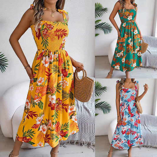 Chloé - Robe Longue à Bretelles Fleurie - Élégance et Fraîcheur pour l'Été