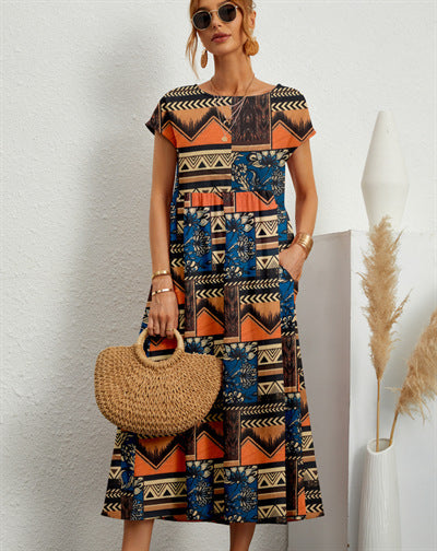 Robe fleurie en coton et lin – Élégante, légère et parfaite pour l’été