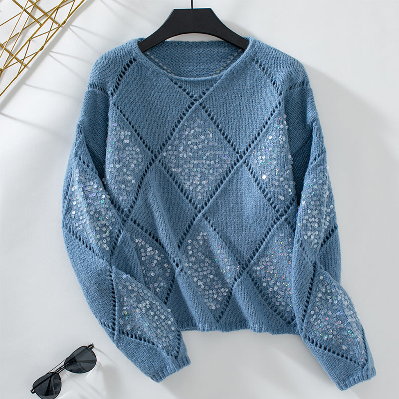 Manon –Pull-over ajouré à sequins , Élégance et confort