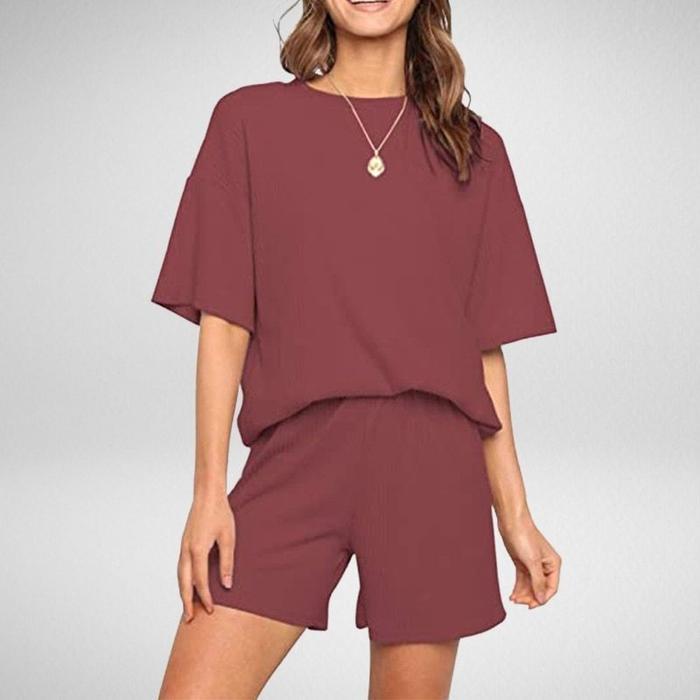Pyjama Court Femme Deux Pièces – Élégance et Confort avec Charlotte