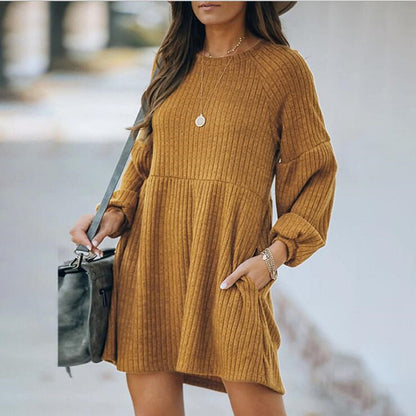 Élise | Robe en maille côtelée en coton – Élégance et douceur.