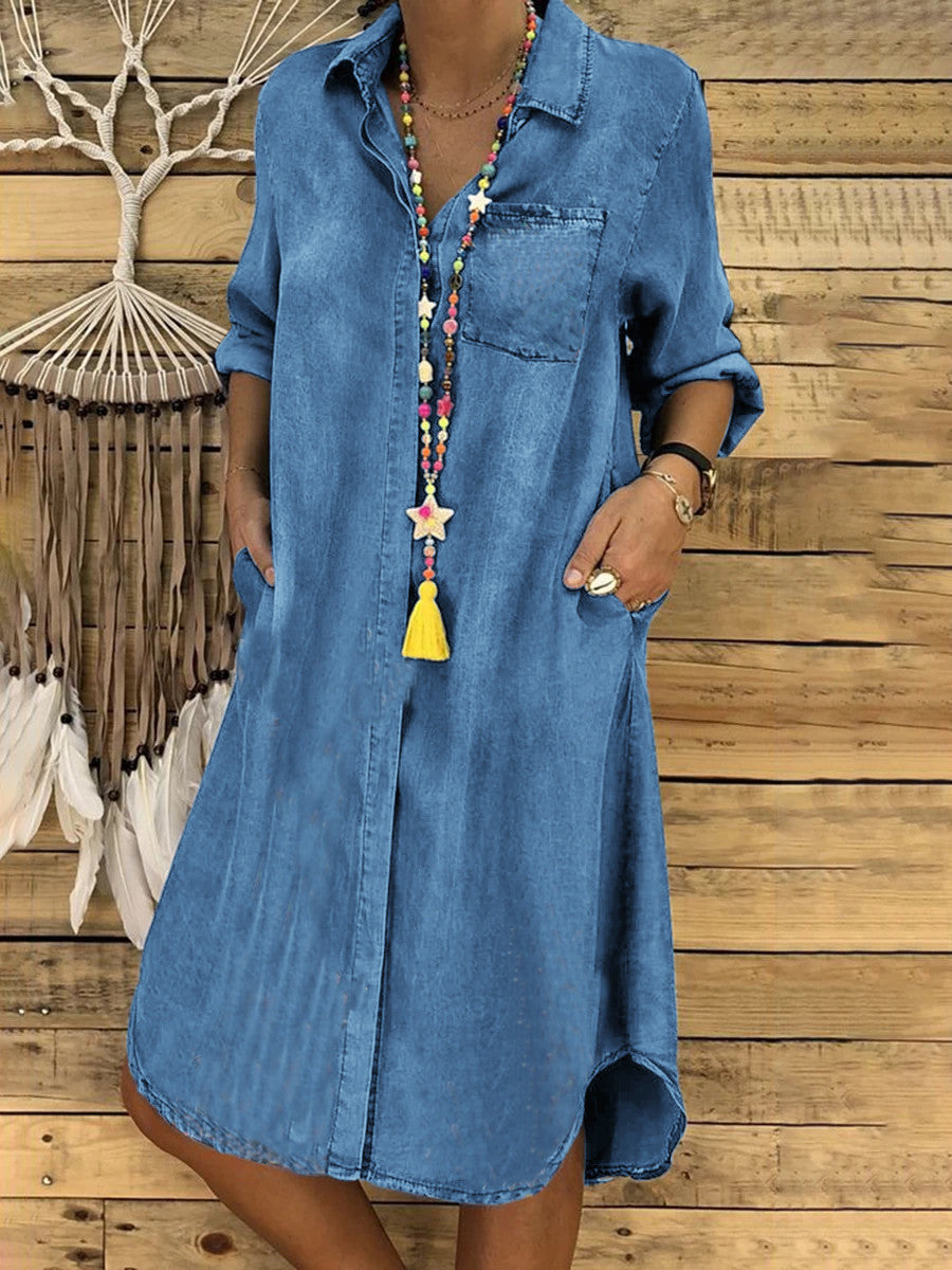 Charlotte – Robe en Jean Taille Plus , Élégance et Confort au Quotidien