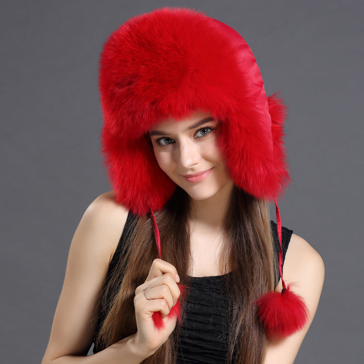 Chapeau Lei Feng en fourrure de renard coréenne - Mode automne hiver