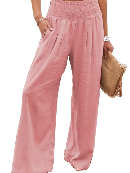 Clémence – Pantalon Large en Lin et Coton pour un Look Décontracté et Élégant