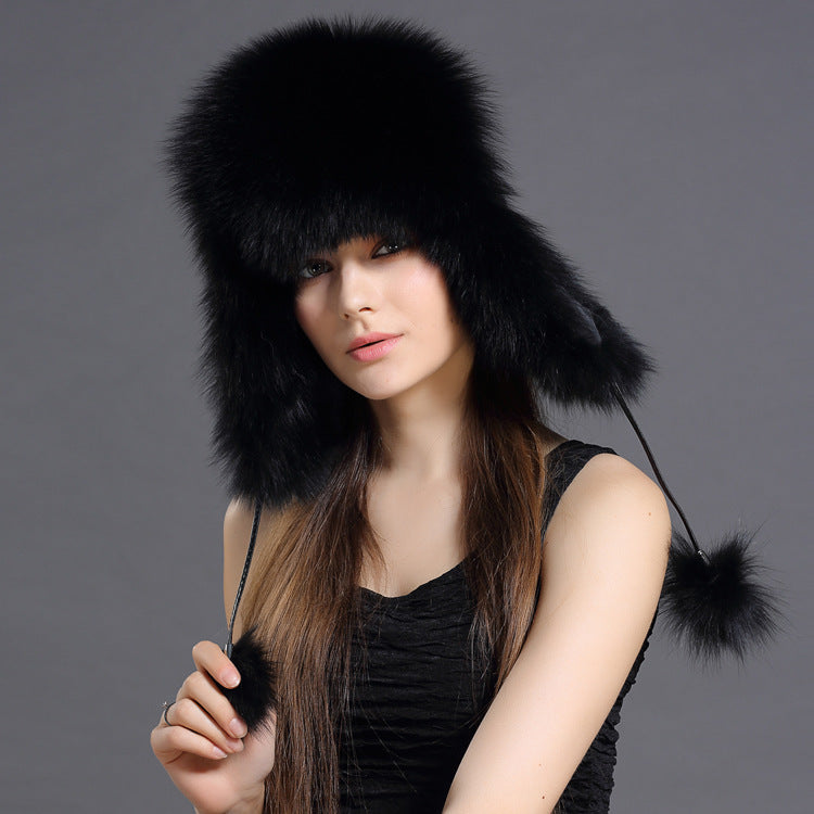 Chapeau Lei Feng en fourrure de renard coréenne - Mode automne hiver
