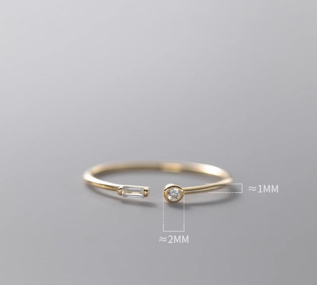 Bague Carré en Argent S925 avec Diamant - Élégance Géométrique Claire de Lune