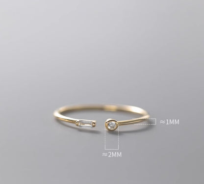 Bague Carré en Argent S925 avec Diamant - Élégance Géométrique Claire de Lune