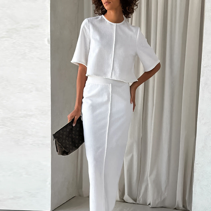 Charlotte | Costume  Ajusté en Coton et Lin – Élégance Naturelle.