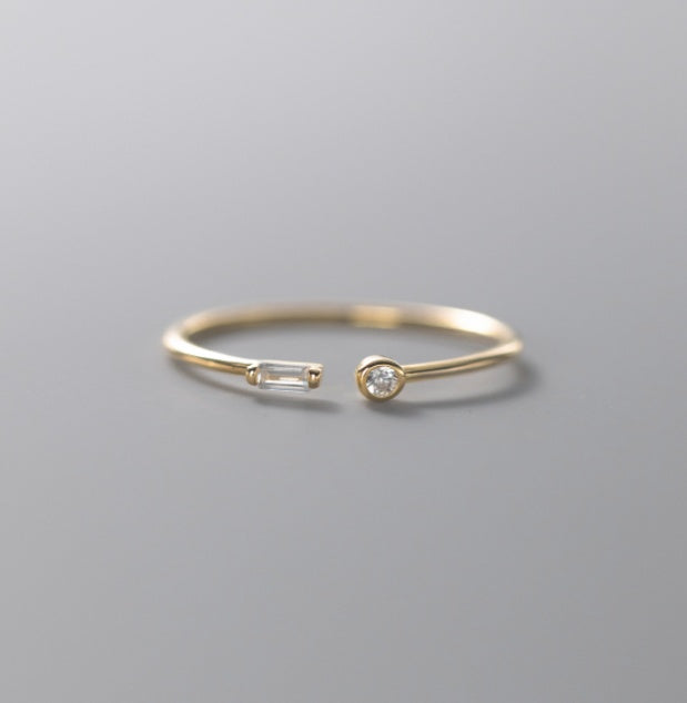 Bague Carré en Argent S925 avec Diamant - Élégance Géométrique Claire de Lune