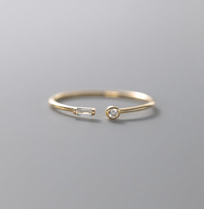 Bague Carré en Argent S925 avec Diamant - Élégance Géométrique Claire de Lune