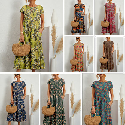 Robe fleurie en coton et lin – Élégante, légère et parfaite pour l’été