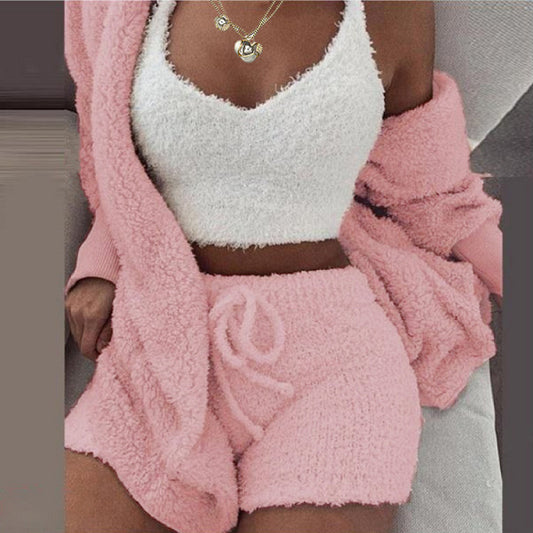 Juliette - 3 Pièces de Vêtements d'Intérieur en Peluche Élégants pour Femmes