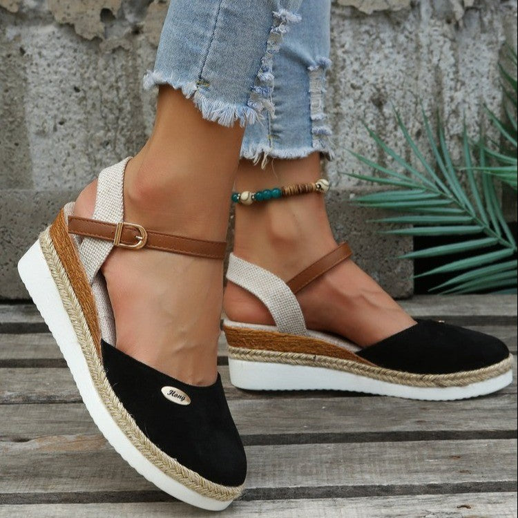 Anaïs - Sandales Compensées en Corde Naturelle au Style Bohème