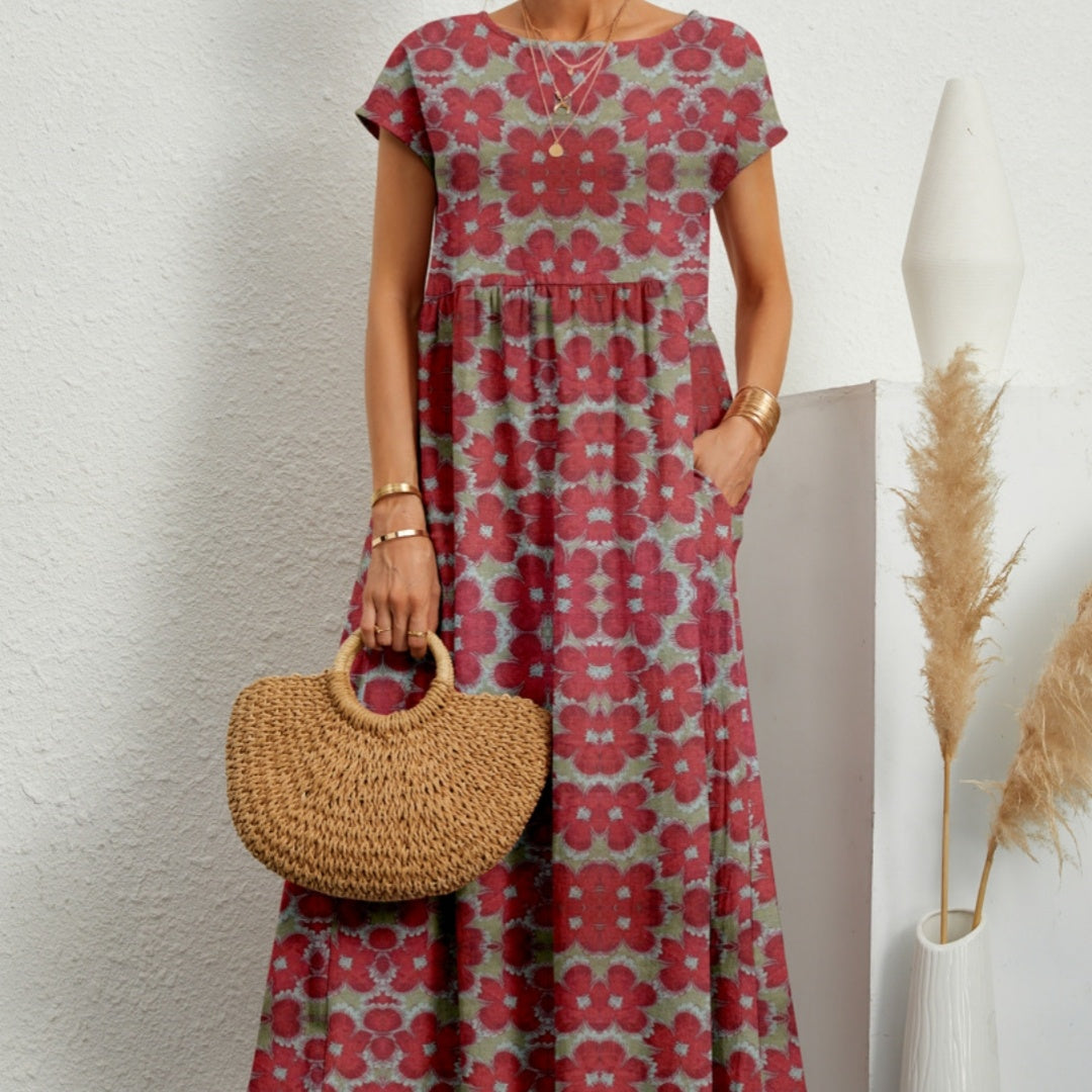 Robe fleurie en coton et lin – Élégante, légère et parfaite pour l’été