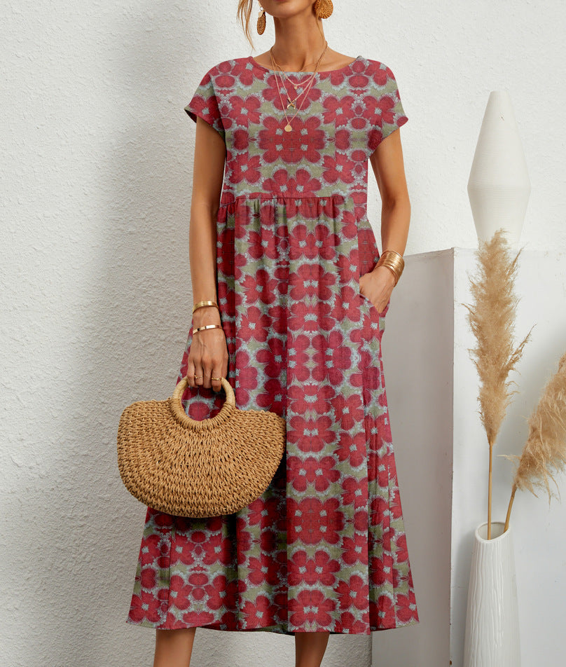 Robe fleurie en coton et lin – Élégante, légère et parfaite pour l’été