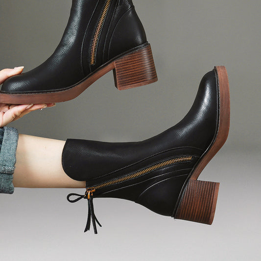 Bottes cheville
Bottes automne hiver
Talon épais
Chaussures féminines 2025
Microfibre
Chaussures confortables
Style britannique
Mode hiver