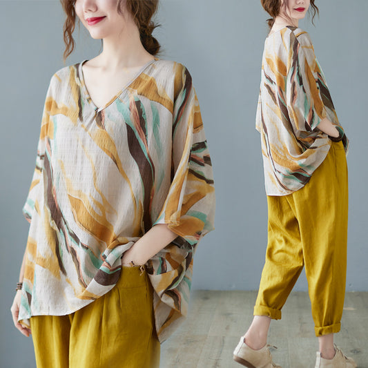 Solène, la chemise artistique en coton et lin pour une allure libre et stylée