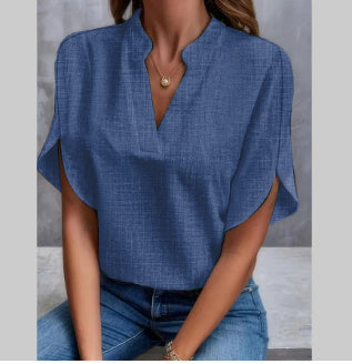 Manon – Blouse d'Été en Mousseline à Manches Courtes, Élégance Décontractée au Quotidien