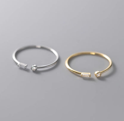 Bague Carré en Argent S925 avec Diamant - Élégance Géométrique Claire de Lune