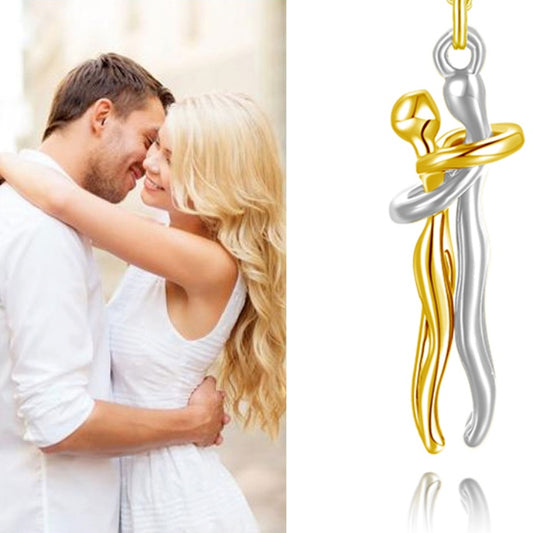 Collier Étreinte Éternelle – Cadeau Couple, Saint-Valentin, Bijou Tendance