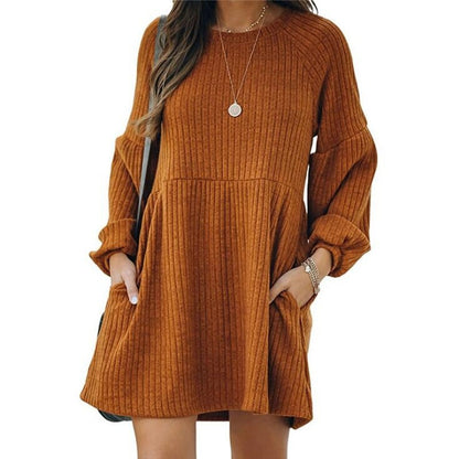 Élise | Robe en maille côtelée en coton – Élégance et douceur.