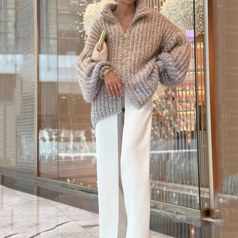 Apolline – Manteau en maille scintillant avec sequins, alliant chic et glamour pour un style raffiné