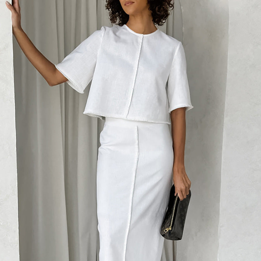 Charlotte | Costume  Ajusté en Coton et Lin – Élégance Naturelle.