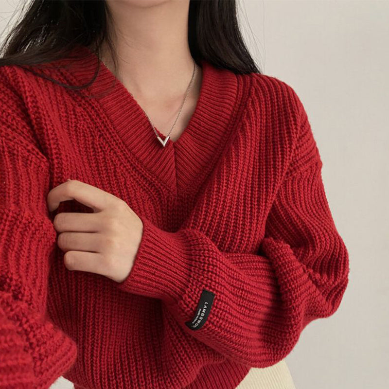 Sophie - Pull Tricoté à Manches Longues avec Patch Lettre, Confort et Style