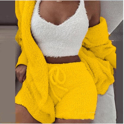 Juliette - 3 Pièces de Vêtements d'Intérieur en Peluche Élégants pour Femmes
