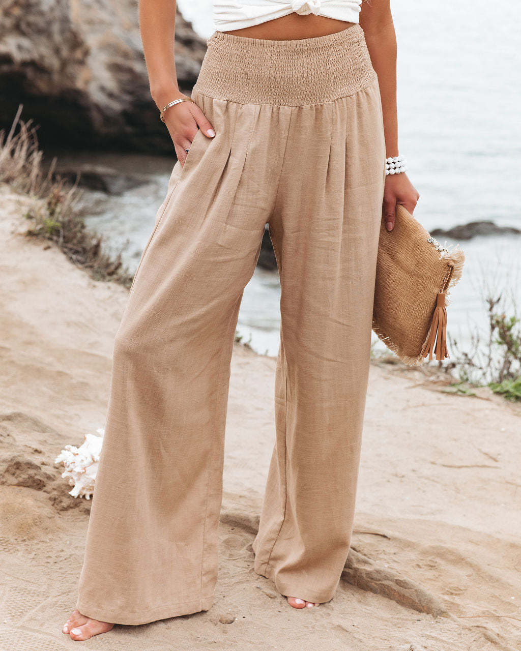 Clémence – Pantalon Large en Lin et Coton pour un Look Décontracté et Élégant
