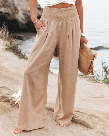 Clémence – Pantalon Large en Lin et Coton pour un Look Décontracté et Élégant