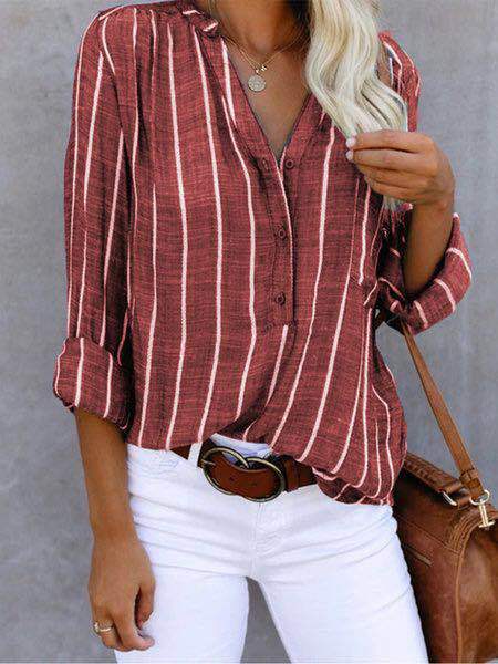 Élodie | Chemise Rayée Imprimée - Élégance et Confort.