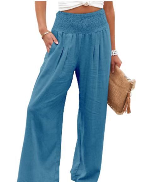Clémence – Pantalon Large en Lin et Coton pour un Look Décontracté et Élégant