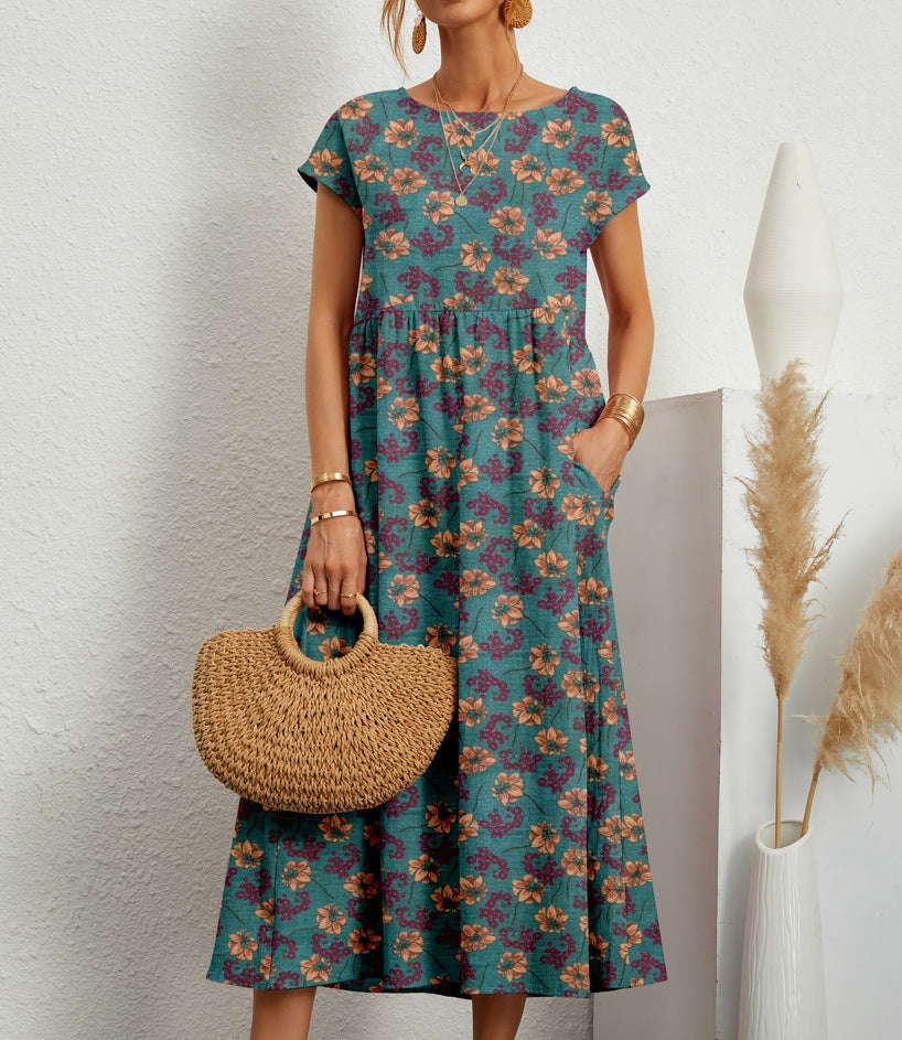 Robe fleurie en coton et lin – Élégante, légère et parfaite pour l’été