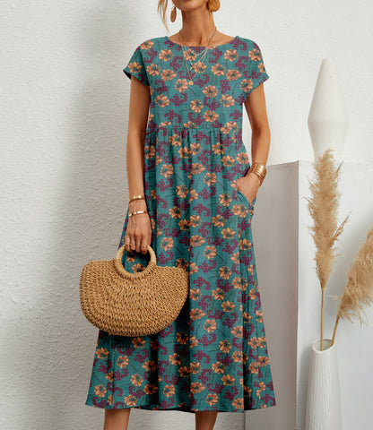 Robe fleurie en coton et lin – Élégante, légère et parfaite pour l’été