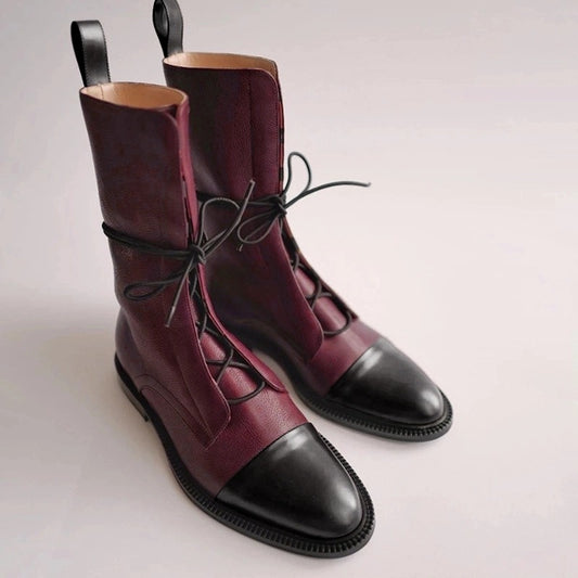 Gabrielle – Bottines Noires Mi-Mollet au Style Rock et Intemporel