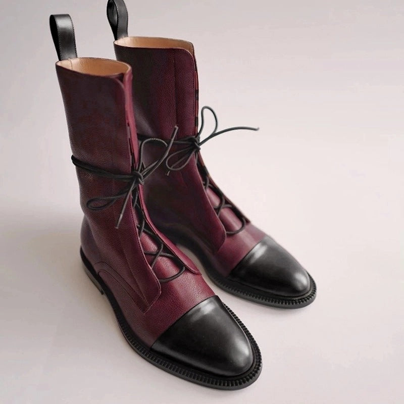 Gabrielle – Bottines Noires Mi-Mollet au Style Rock et Intemporel
