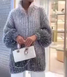 Apolline – Manteau en maille scintillant avec sequins, alliant chic et glamour pour un style raffiné