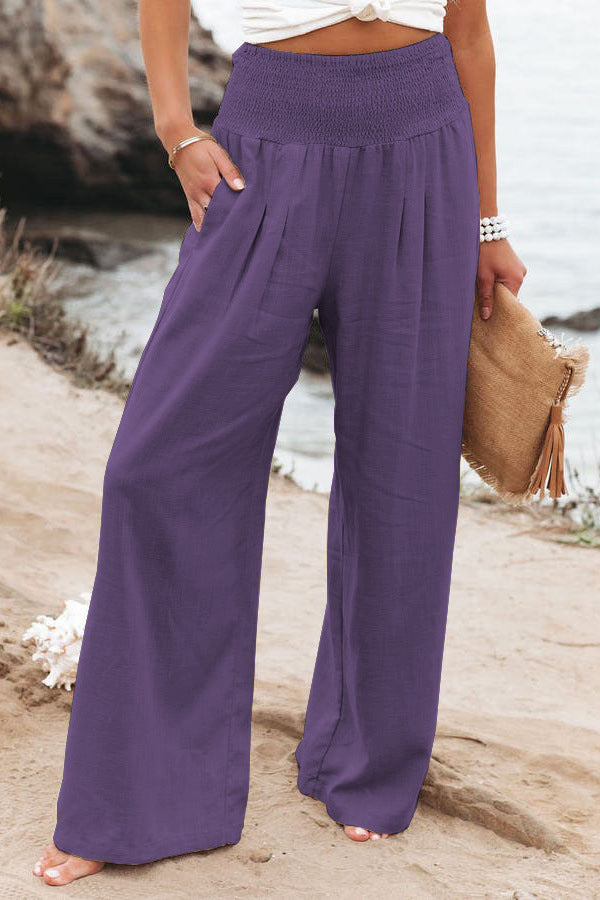 Clémence – Pantalon Large en Lin et Coton pour un Look Décontracté et Élégant