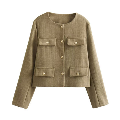 Élise | Veste Courte Femme Élégante avec Boutons – Chic et Polyvalente.